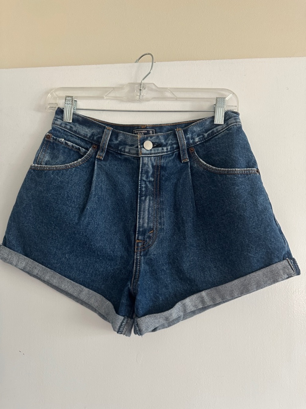 Abercrombie Classic High-Rise Denim Shorts - Blue